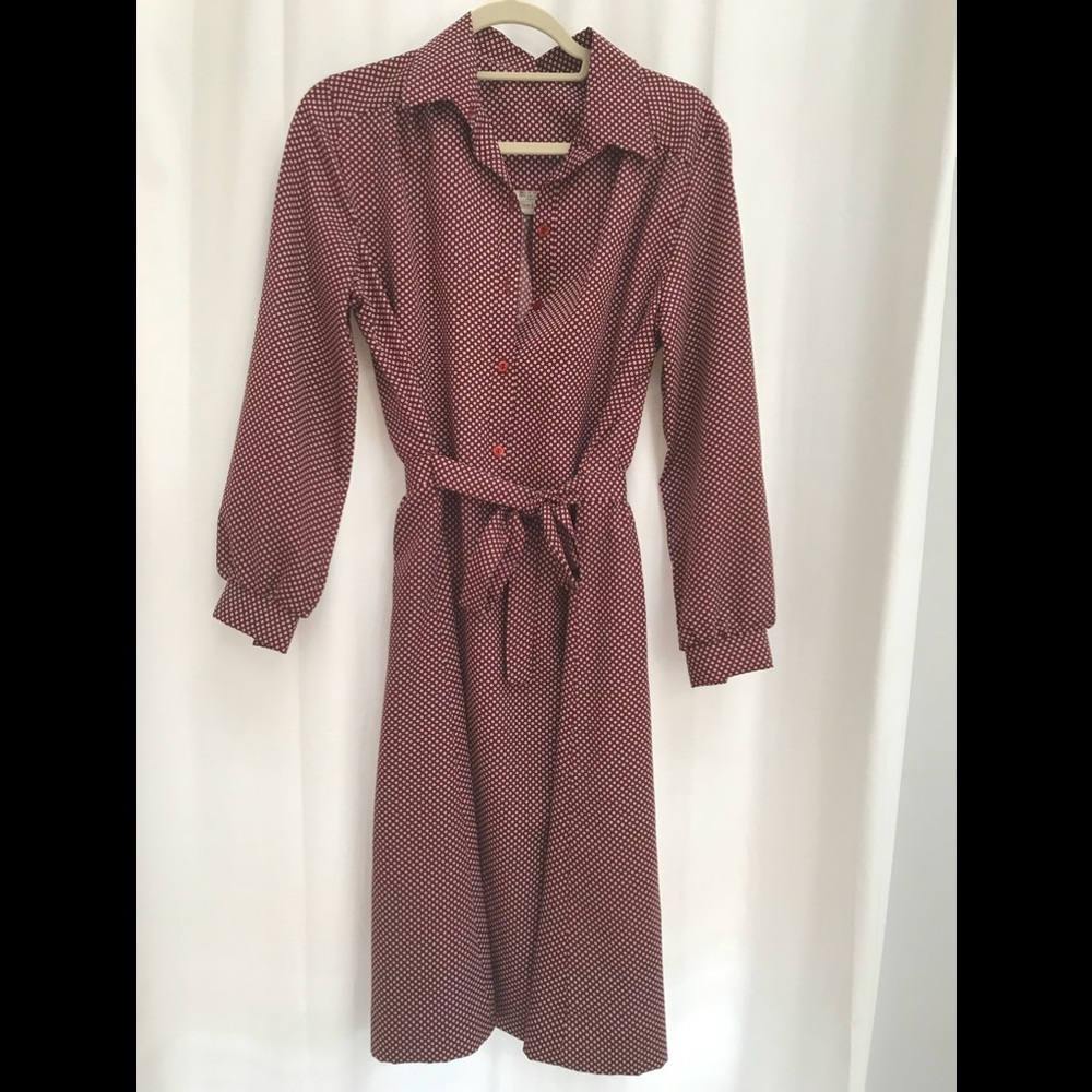 Vintage 70s SEARS polka-dot Secretary dress, M
